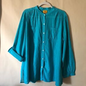 Ruby Rd Teal Button Down Shirt